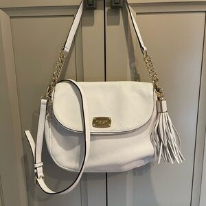 Michael Kors White Crossbody Bag with Gold Hardware